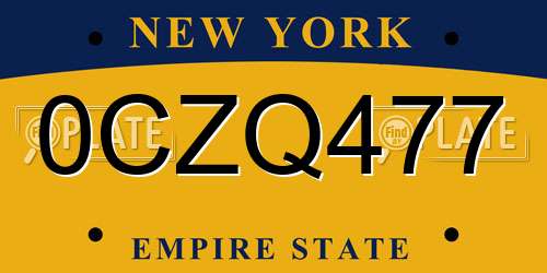 0CZQ477 New York License Plate