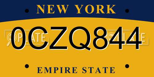 0CZQ844 New York License Plate