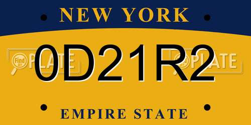 0D21R2 New York License Plate