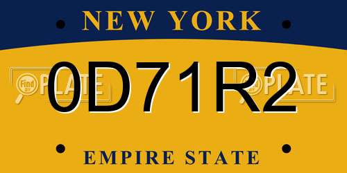 0D71R2 New York License Plate
