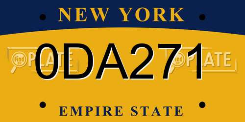 0DA271 New York License Plate