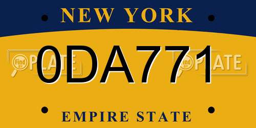 0DA771 New York License Plate
