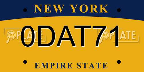 0DAT71 New York License Plate