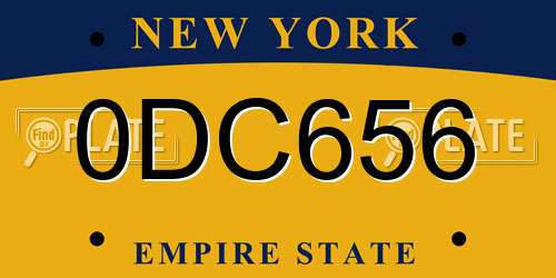0DC656 New York License Plate