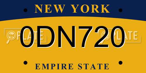 0DN720 New York License Plate