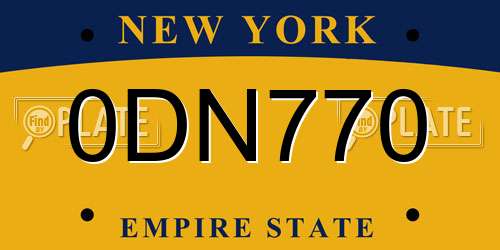 0DN770 New York License Plate