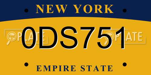 0DS751 New York License Plate