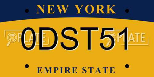 0DST51 New York License Plate