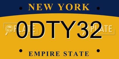 0DTY32 New York License Plate
