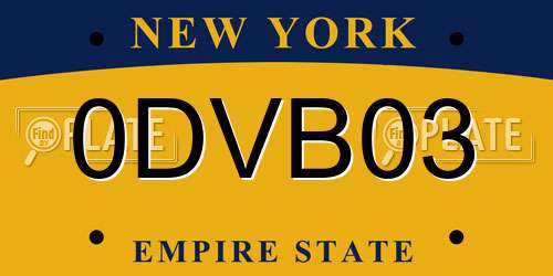 0DVB03 New York License Plate