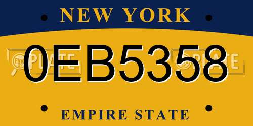 0EB5358 New York License Plate