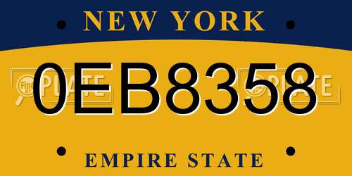 0EB8358 New York License Plate