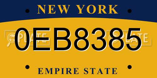 0EB8385 New York License Plate