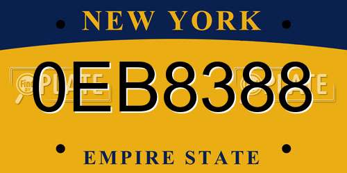 0EB8388 New York License Plate