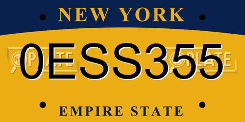 0ESS355 New York License Plate
