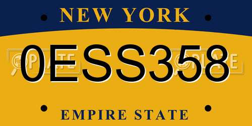 0ESS358 New York License Plate