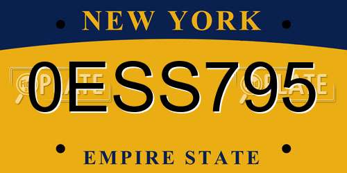 0ESS795 New York License Plate
