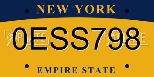 0ESS798 New York License Plate