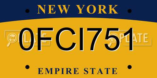 0FCI751 New York License Plate