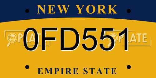 0FD551 New York License Plate