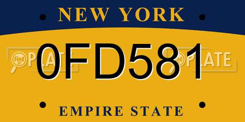 0FD581 New York License Plate