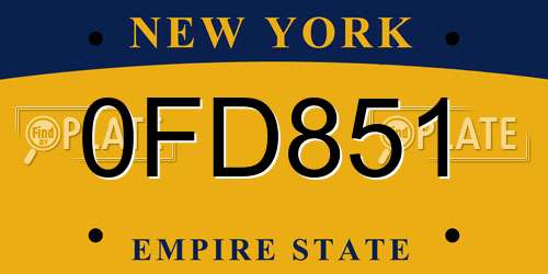 0FD851 New York License Plate