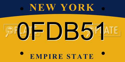 0FDB51 New York License Plate