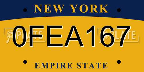 0FEA167 New York License Plate