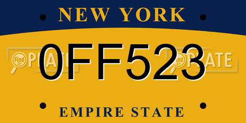 0FF523 New York License Plate