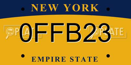 0FFB23 New York License Plate