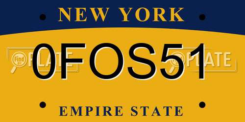 0FOS51 New York License Plate