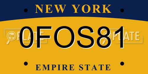 0FOS81 New York License Plate