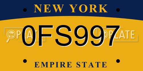 0FS997 New York License Plate