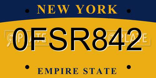 0FSR842 New York License Plate