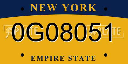 0G08051 New York License Plate