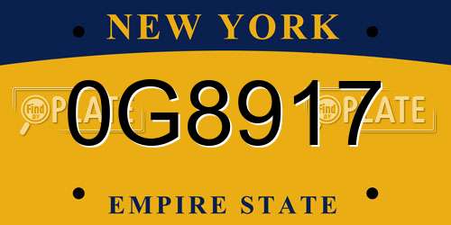 0G8917 New York License Plate