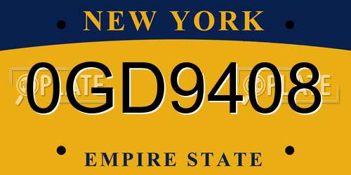 0GD9408 New York License Plate