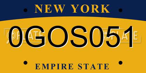 0GOS051 New York License Plate