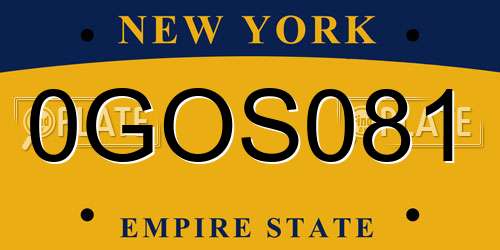 0GOS081 New York License Plate