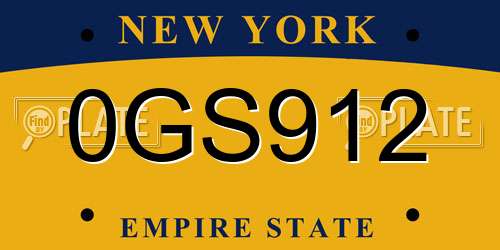 0GS912 New York License Plate