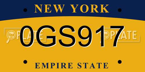 0GS917 New York License Plate