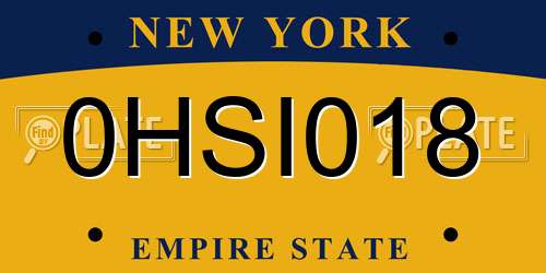 0HSI018 New York License Plate