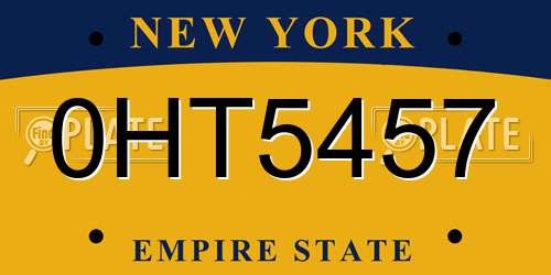 0HT5457 New York License Plate