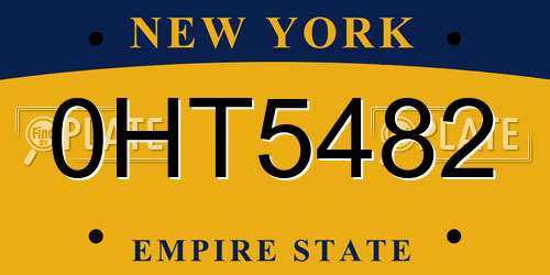 0HT5482 New York License Plate