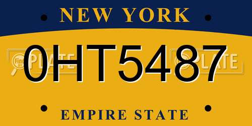 0HT5487 New York License Plate