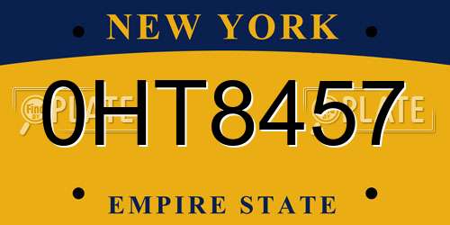 0HT8457 New York License Plate