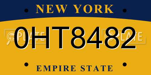 0HT8482 New York License Plate