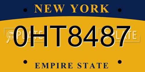 0HT8487 New York License Plate