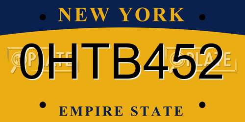 0HTB452 New York License Plate