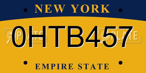 0HTB457 New York License Plate